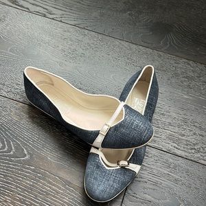 Denim colored flats, Ferragamo, size 7